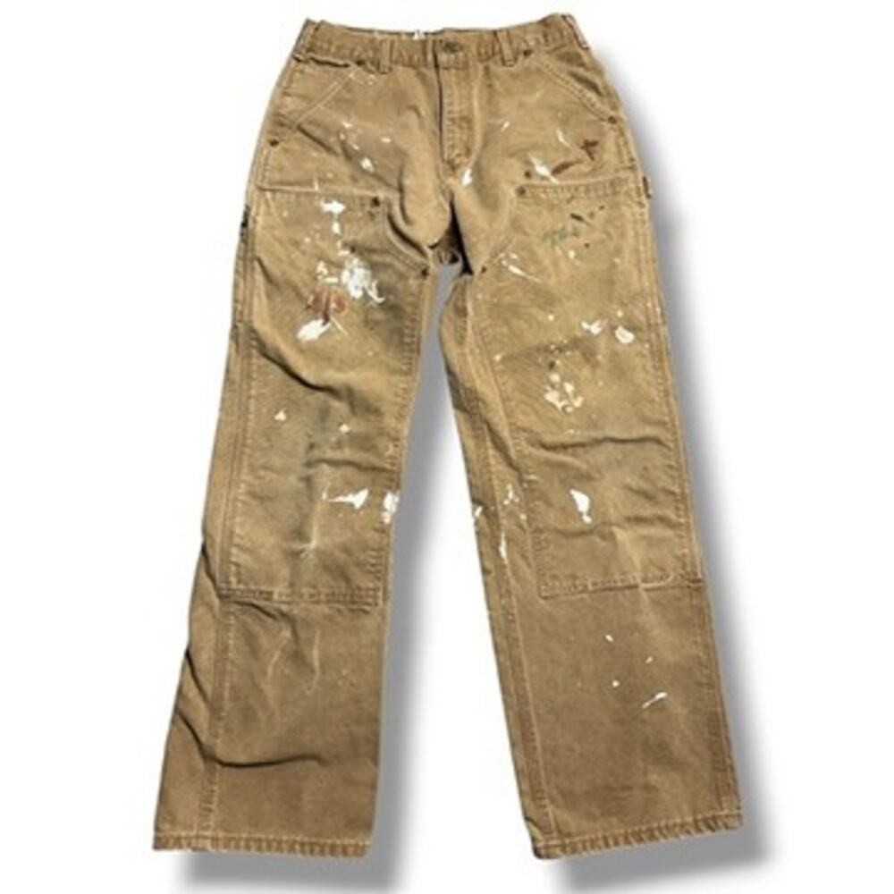 Vintage Carhartt Double Knee Pants Duck Canvas Union Made USA B136-BRN 31x32